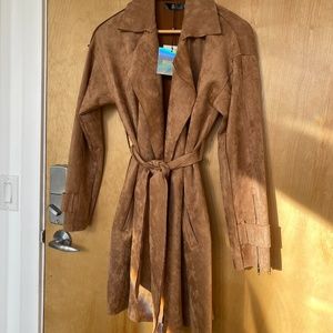 Faux suede trenchcoat